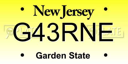 G43RNE New Jersey License Plate