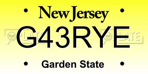 G43RYE New Jersey License Plate