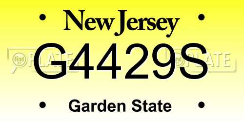 G4429S New Jersey License Plate