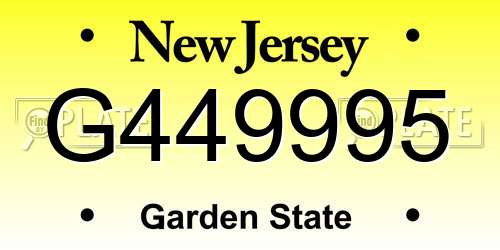 G449995 New Jersey License Plate