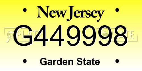 G449998 New Jersey License Plate