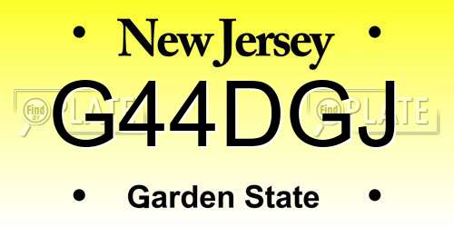 G44DGJ New Jersey License Plate