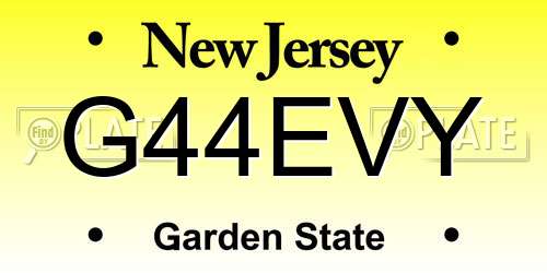 G44EVY New Jersey License Plate