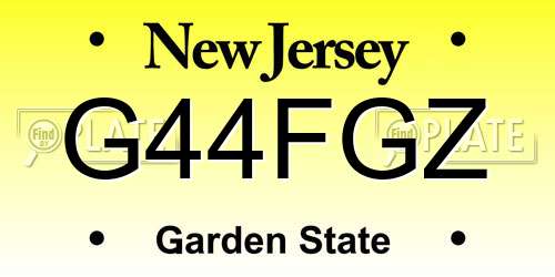 G44FGZ New Jersey License Plate