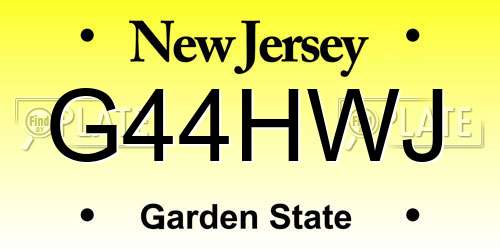 G44HWJ New Jersey License Plate