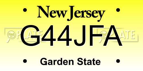 G44JFA New Jersey License Plate