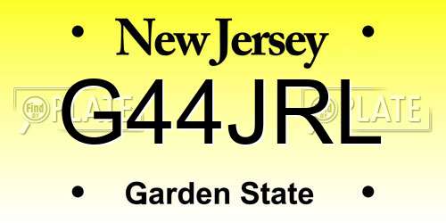 G44JRL New Jersey License Plate