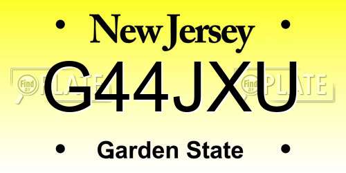 G44JXU New Jersey License Plate