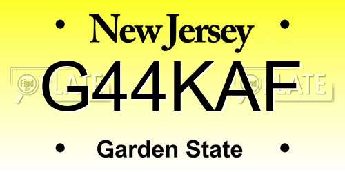 G44KAF New Jersey License Plate