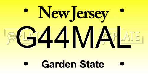G44MAL New Jersey License Plate