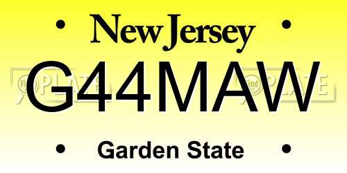 G44MAW New Jersey License Plate
