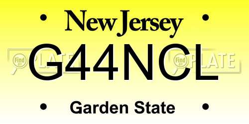 G44NCL New Jersey License Plate