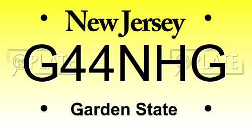 G44NHG New Jersey License Plate