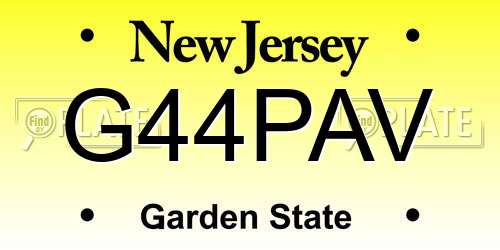 G44PAV New Jersey License Plate