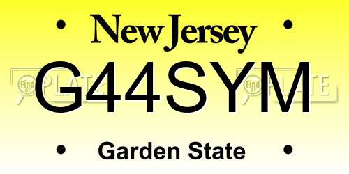 G44SYM New Jersey License Plate