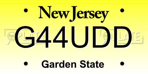 G44UDD New Jersey License Plate
