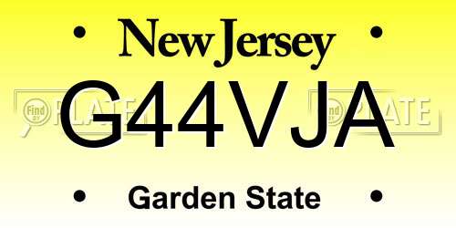 G44VJA New Jersey License Plate