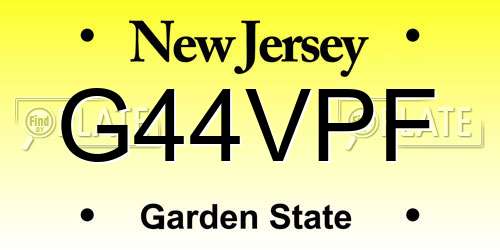 G44VPF New Jersey License Plate