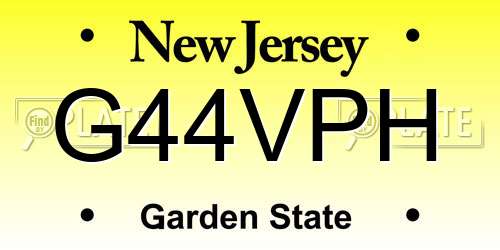 G44VPH New Jersey License Plate