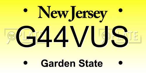 G44VUS New Jersey License Plate
