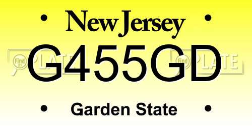 G455GD New Jersey License Plate
