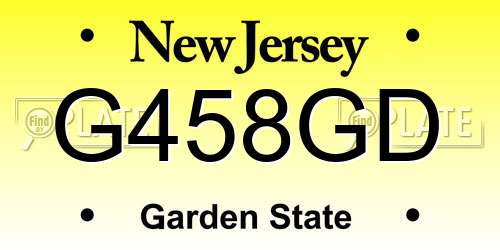 G458GD New Jersey License Plate