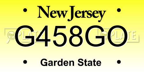 G458GO New Jersey License Plate
