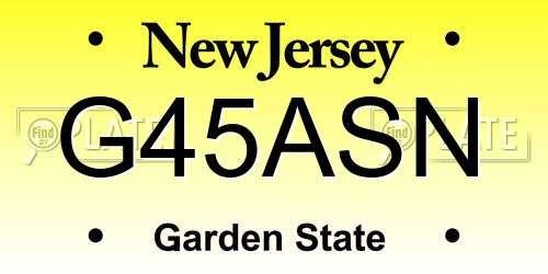 G45ASN New Jersey License Plate