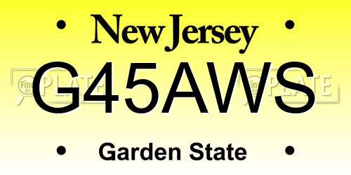 G45AWS New Jersey License Plate