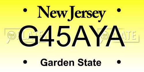 G45AYA New Jersey License Plate
