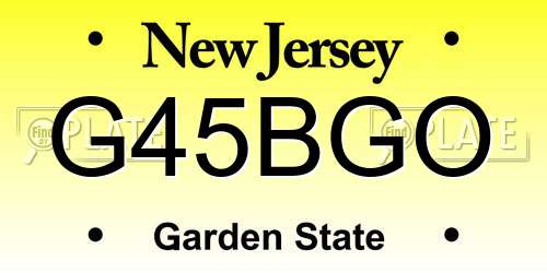 G45BGO New Jersey License Plate
