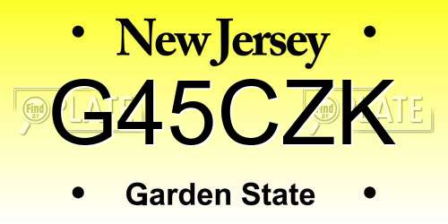 G45CZK New Jersey License Plate