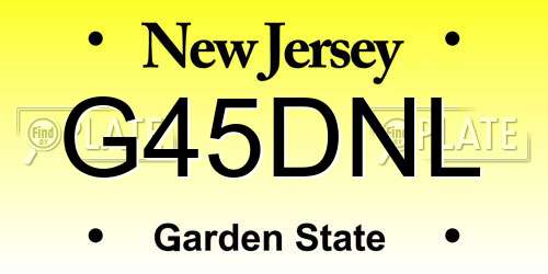 G45DNL New Jersey License Plate