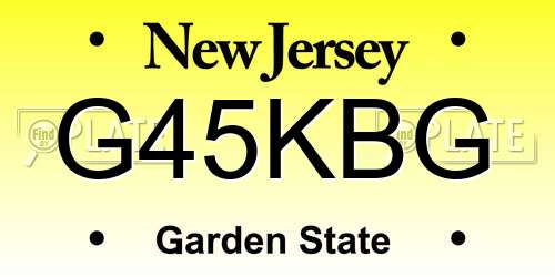G45KBG New Jersey License Plate