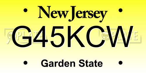 G45KCW New Jersey License Plate