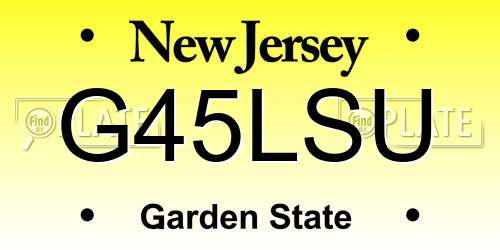 G45LSU New Jersey License Plate