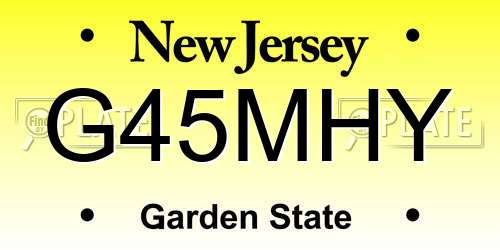 G45MHY New Jersey License Plate
