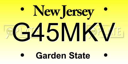 G45MKV New Jersey License Plate