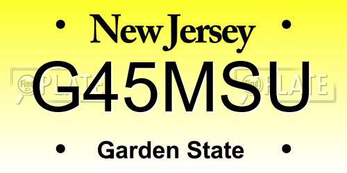 G45MSU New Jersey License Plate