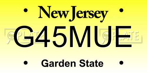 G45MUE New Jersey License Plate