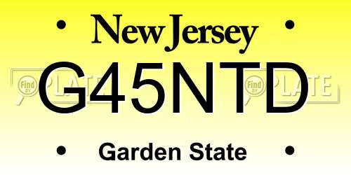 G45NTD New Jersey License Plate