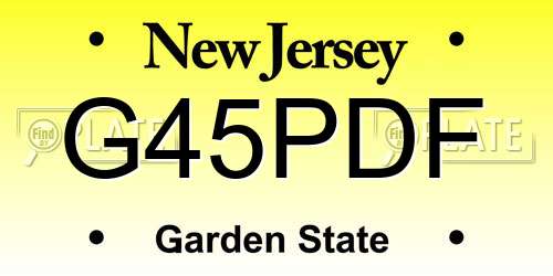 G45PDF New Jersey License Plate