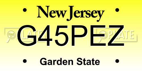 G45PEZ New Jersey License Plate
