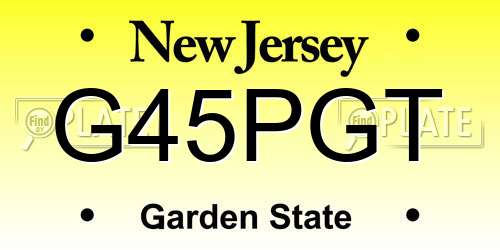 G45PGT New Jersey License Plate