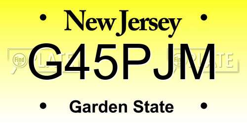 G45PJM New Jersey License Plate