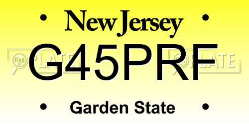 G45PRF New Jersey License Plate