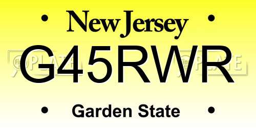 G45RWR New Jersey License Plate