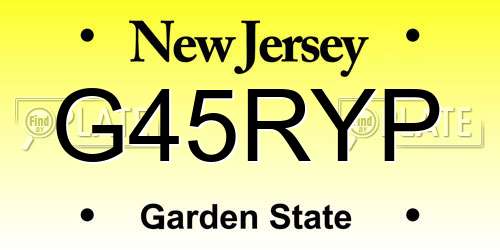 G45RYP New Jersey License Plate