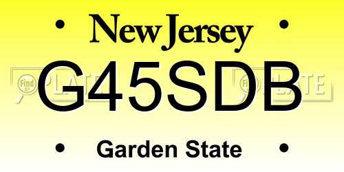 G45SDB New Jersey License Plate