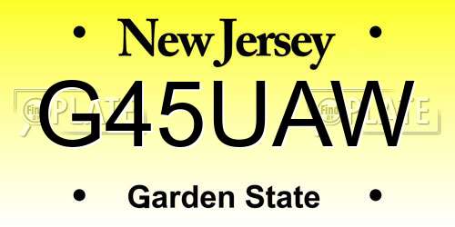 G45UAW New Jersey License Plate